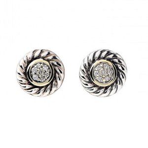 DAVID YURMAN Cable & Diamond Cookie Stud Earrings
